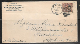 1892 New York (Dec 27) To Hamburg Germany, 5 Cents Grant - Lettres & Documents
