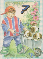 FELIZ CUMPLEAÑOS 7 Año De Edad NIÑO NIÑOS Vintage Tarjeta Postal CPSM Unposted #PBU055.ES - Birthday