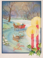 Feliz Año Navidad IGLESIA Vintage Tarjeta Postal CPSM #PBO105.ES - Nouvel An