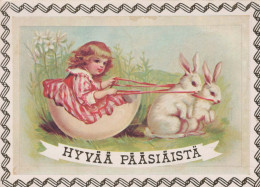 PASCUA NIÑOS CONEJO HUEVO Vintage Tarjeta Postal CPSM #PBO363.ES - Easter