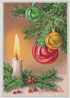 Feliz Año Navidad VELA Vintage Tarjeta Postal CPSM #PBN922.ES - Nouvel An