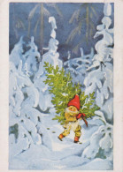 PAPÁ NOEL Feliz Año Navidad Vintage Tarjeta Postal CPSM #PAU612.ES - Santa Claus