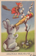 PÂQUES LAPIN Vintage Carte Postale CPA #PKE313.FR - Easter