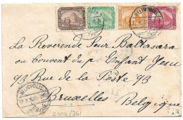 (C05)  COVER WITH 1M.+2M.+3M.+5M. STAMPS HELIOPOLIS => BELGIUM 1910 - 1866-1914 Khedivaat Egypte