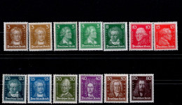 Deutsches Reich 385 - 397 Berühmte Deutsche  MLH *  Falz - Unused Stamps