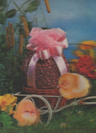 PASCUA POLLO HUEVO LENTICULAR 3D Vintage Tarjeta Postal CPSM #PAZ034.ES - Easter