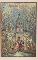 EASTER CHURCH Vintage Postcard CPA #PKE248.GB - Easter