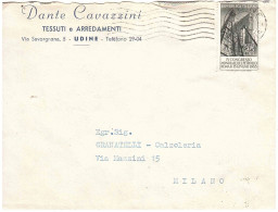 1955 L.25 CONGRESSO DEL PETROLIO DANTE CAVAZZINI TESSUTI ARREDI UDINE - 1946-60: Poststempel