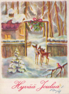 Happy New Year Christmas DEER Vintage Postcard CPSM #PAU747.GB - Año Nuevo