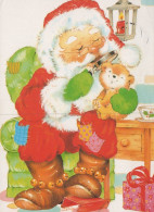 SANTA CLAUS ANIMALS CHRISTMAS Holidays Vintage Postcard CPSM #PAK651.GB - Kerstman