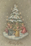 ANGEL CHRISTMAS Holidays Vintage Postcard CPSM #PAG887.GB - Angels