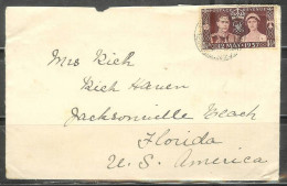 1937 George VI Coronation, To Florida USA, Flap Torn Off - Cartas & Documentos