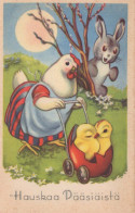 PASQUA CONIGLIO POLLO UOVO Vintage Cartolina CPA #PKE315.IT - Easter