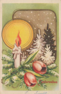 Buon Anno Natale CANDELA Vintage Cartolina CPSMPF #PKD180.IT - Año Nuevo