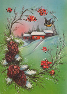 Buon Anno Natale UCCELLO Vintage Cartolina CPSM #PBM737.IT - New Year