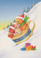 Buon Anno Natale CONIGLIO Vintage Cartolina CPSM #PAV276.IT - Año Nuevo