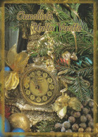 Buon Anno Natale OROLOGIO DA TAVOLO Vintage Cartolina CPSM #PAT707.IT - New Year