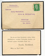 Germany 1930 Mourning Cover & Card; Melle To Schiplage; 5pf. President Hindenburg - Storia Postale