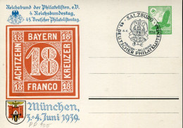 X0318 Germany Reich,special Postkarte With Postmark Salzburg 5.6.1939 Deutsche Philatelisten,Munchen 3+4 Juni 1939 PP100 - Postcards