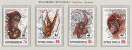 INDONESIA 1989 WWF Monkeys Mi 1291-1294 MNH(**) Fauna 762 - Mono