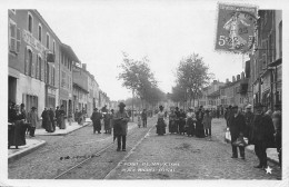 PONT-de-VAUX (Ain) - Place Michel Poisat - Voie Ferrée Du Tramway - Edition Marque Etoile - Voyagé 1909 (2 Scans) - Pont-de-Vaux