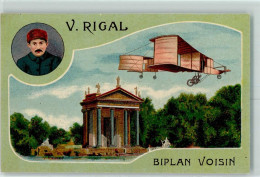 13421306 - Biplan Voisin + V. Rigal Sign. Mellone Passepartout AK - Other & Unclassified