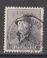 COB 169 Oblitération Centrale BRAINE-LE-COMTE - 1919-1920 Albert Met Helm