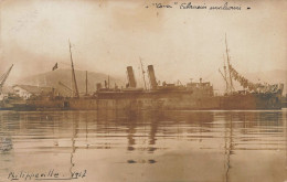 Le " CORSE " Dans Le Port De Philippeville Algérie * Carte Photo 1907 * éclaireur Auxiliaire Bateau Guerre * Toulon - Warships