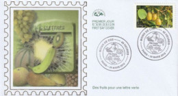 FDC 2012_Envel. 1er Jour_fdc_soie_Des Fruits Pour Une Lettre Verte, Kiwis France. (adh. 690). PJ Paris 30/03/12. - 2010-2019