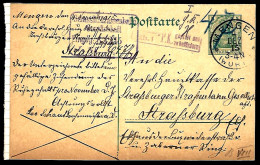 ENTIER POSTAL DE MENGEN WÜRTEMBERG - 1915 - POUR STRASBOURG - GANZSACHE  - Lettres & Documents