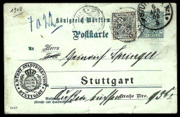 ENTIER POSTAL AVEC COMPLÉMENT - GANZSACHE - 1908 - STUTTGART -  - Briefe U. Dokumente