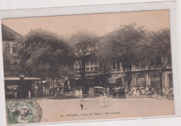 Cpa-SAIGON-place Du Théâtre-rue Catinat-animée-magasins-voitures - Vietnam