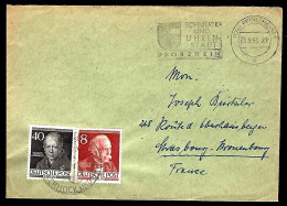 LETTRE DE PFORZHEIM - SCHMUCK UND UHREN STADT - 1953 - POUR STRASBOURG -  - Storia Postale