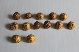 Lot De 13 Anciens Boutons Militaires 15mm Du Service De Santé - Knoppen