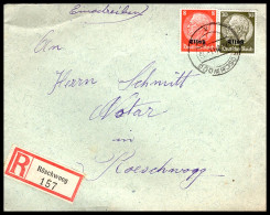 RECOMMANDÉ DE RÖSCHWOOG - HINDENBURG SURCHARGE ELSAß -  - Covers & Documents