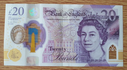 Great Britain 2018 Bank Of England 20 Pounds Polymer Banknote P-W396 Binary Serial #DA22 662226 Fine Circulated - 20 Pounds