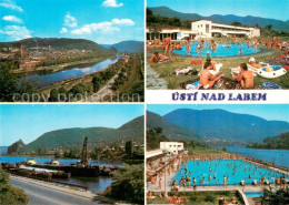 73637168 Usti Nad Labem Panorama Freibad Elbe Binnenschifffahrt Usti Nad Labem - Tchéquie