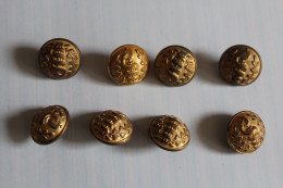 Lot De 8 Anciens Boutons Militaires Dorés 21mm Du Service De Santé - Buttons