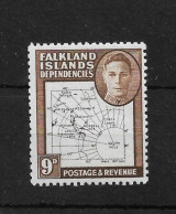 FALKLAND ISLANDS DEPENDENCIES 1948 9d SG G15a " 'Dot In 'T' " Variety VERY LIGHTLY MOUNTEDMINT Cat £55 - Falklandeilanden