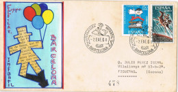 54957. Carta BARCELONA 1968. EXposicion Filatelica Infantil. Dibujo Exclusivo - Storia Postale