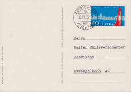 1953 Schweiz, Karte, Zum:CH 313, Mi:CH 585, Zürich Airport Eröffnung 30.Vlll.53 - Cartas & Documentos