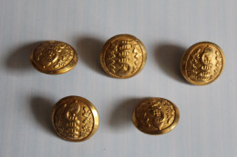 Lot De 5 Anciens Boutons Militaires Dorés 25mm T.W. & W. Du Service De Santé - Botones