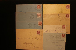 FRANCE LOT DE 8 LETTRES 7 POUR MEYRUEIS (LOZERE) Et 1 POUR PAULHAN (34) AVEC N° 517 1f50 Brun PETAIN - Brieven En Documenten