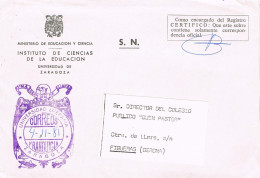 54958. Carta ZARAGOZA 1981. Franquicia UNIVERSIDAD LITERARIA, Educacion Universidad - Brieven En Documenten