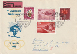 Suisse Lettre Jeux Olympiques St Moritz 1948 - Marcofilia