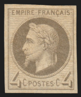 N°27Be, Rothschild Non-dentelé, Lauré 4c Gris, Neuf * Signé A.BRUN - TB - 1863-1870 Napoléon III Con Laureles