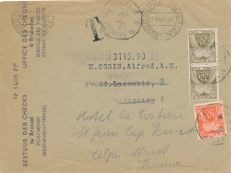 Enveloppe CCP Belge 1950 – Réexpédié Vers La France - St Jean Cap Ferrat – Taxée 50 Cent - 1859-1959 Storia Postale