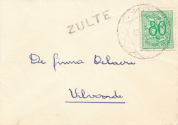 Lijnstempel Zulte Op Kleine Brief – Diamant Stempel Naar Vilvoorde - 1951-1975 Lion Héraldique