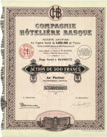 - Titre De 1927 - Compagnie Hôtelière Basque - - Tourism