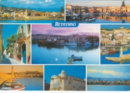 Rethymno  Multiview Greece -   Stamped Postcard   - Large Size Card - LS6 - Grèce